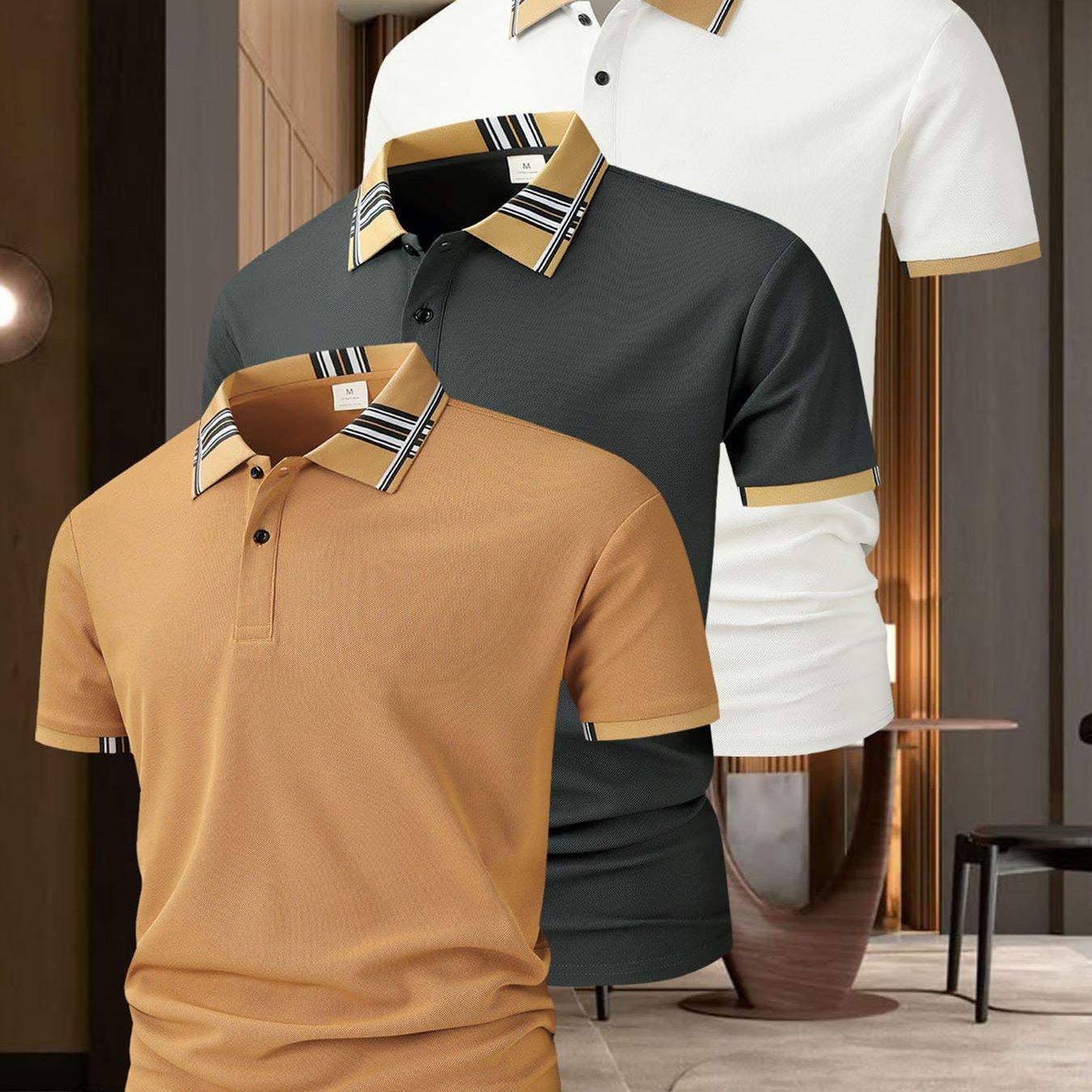 Trends Clothing 3-pack Heren Casual Korte Mouw Shirt Populaire Geruite Kraag Golfkleding Heren Buiten Sport Polo Shirt Revers Polo Shirt Heren Polo T-shirt S