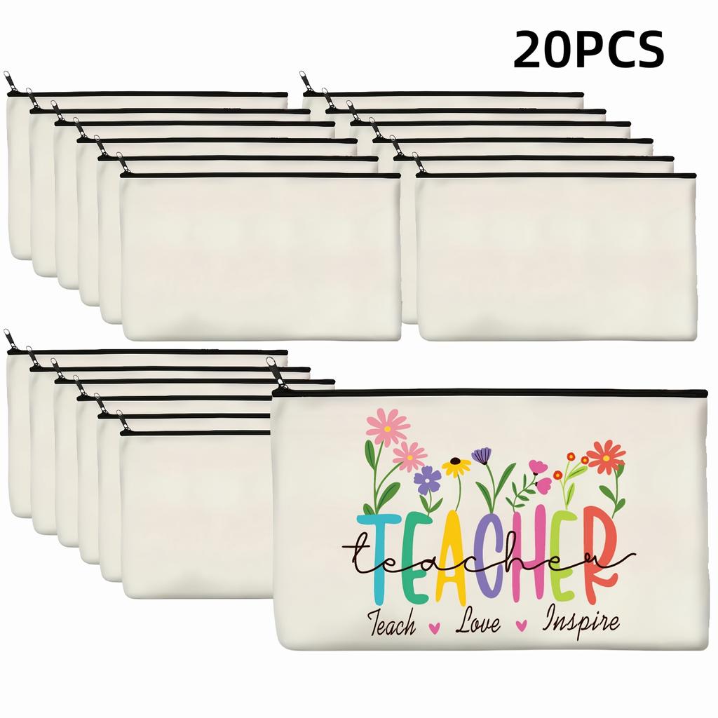 Beige Zipper Bags Multifunctional Blank DIY Craft Pouches Pencil Bags Case Pouch for Home School Travel Tote Bag for Cosmetic Storage (Beige)