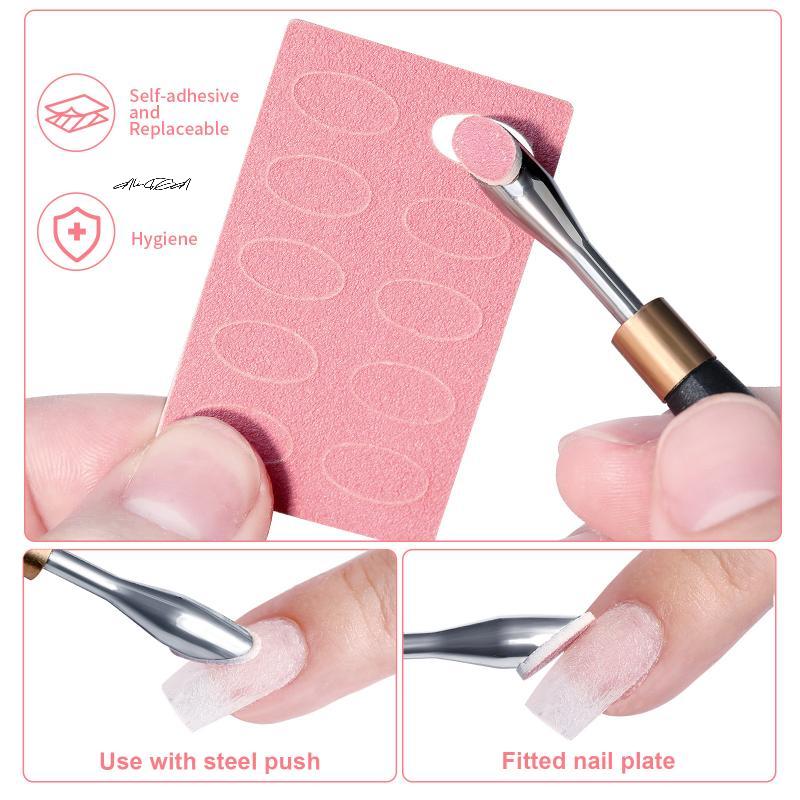 Nail Cuticle Pusher Set with Self-Adhesive Sandpaper 100#180#240# Flaky File Trimming Pre-Polishing Manicure Tool 5/10 Sheets