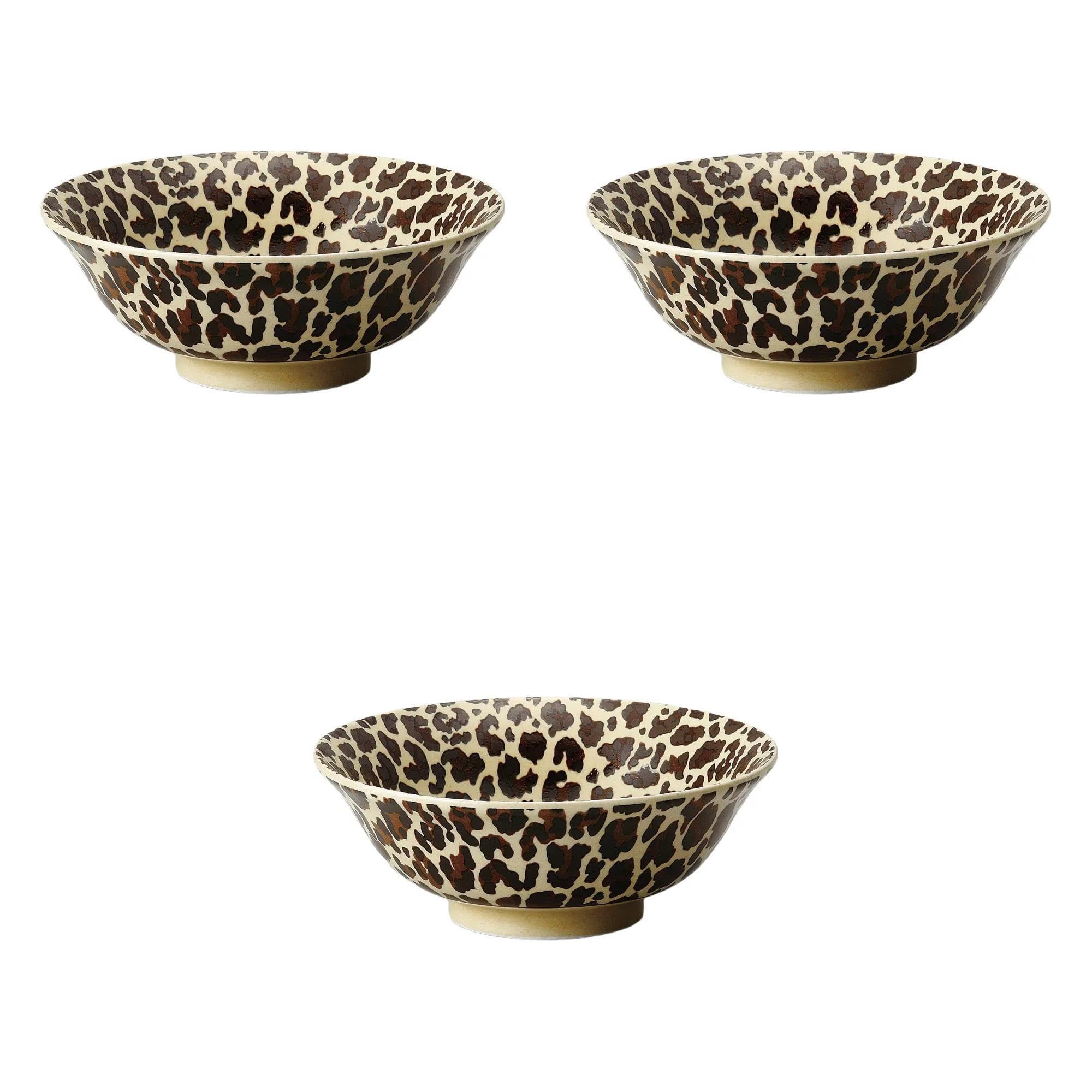 

Набор из 3 мисок с леопардовым принтом x Миски для рамена от Setomonohonpo 6,8 см [21 7,6 см]
