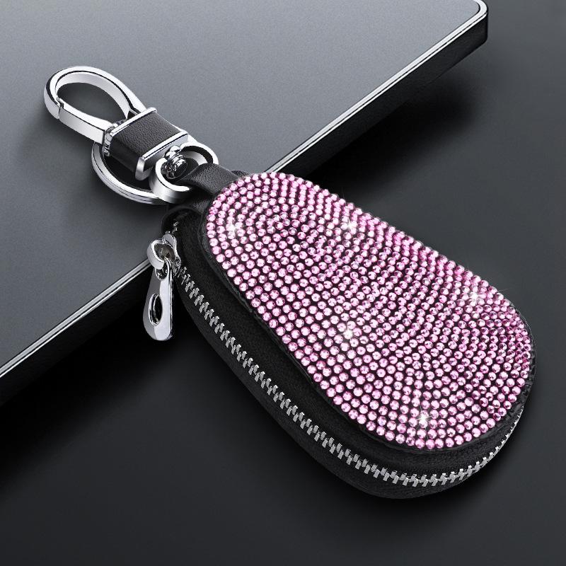 Sparkling Diamond Key Bag with Metal Buckle for Car and Home