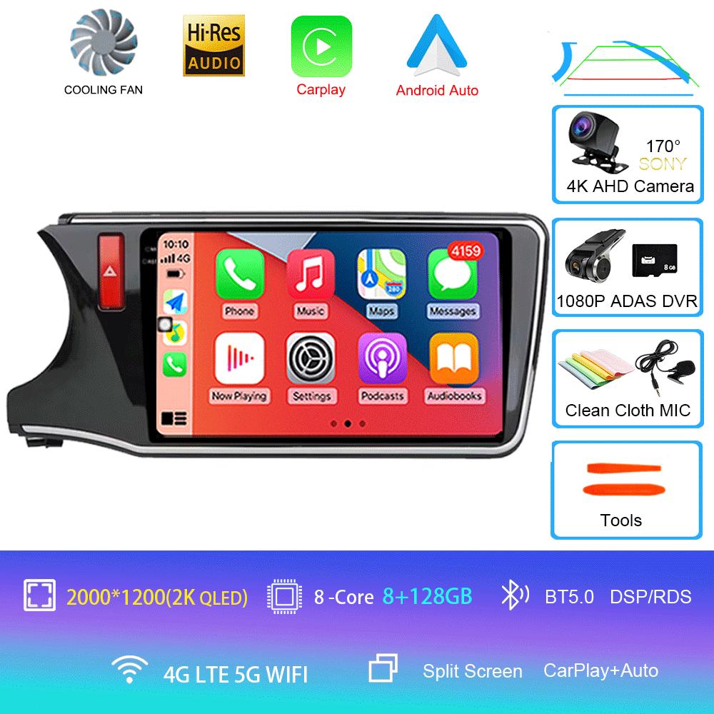 For Honda City Grace 2014 - 2017 Android 14 Car Radio Multimedia Player Unit RHD Head Navigation GPS 4G Wifi BT DSP QLED Screen