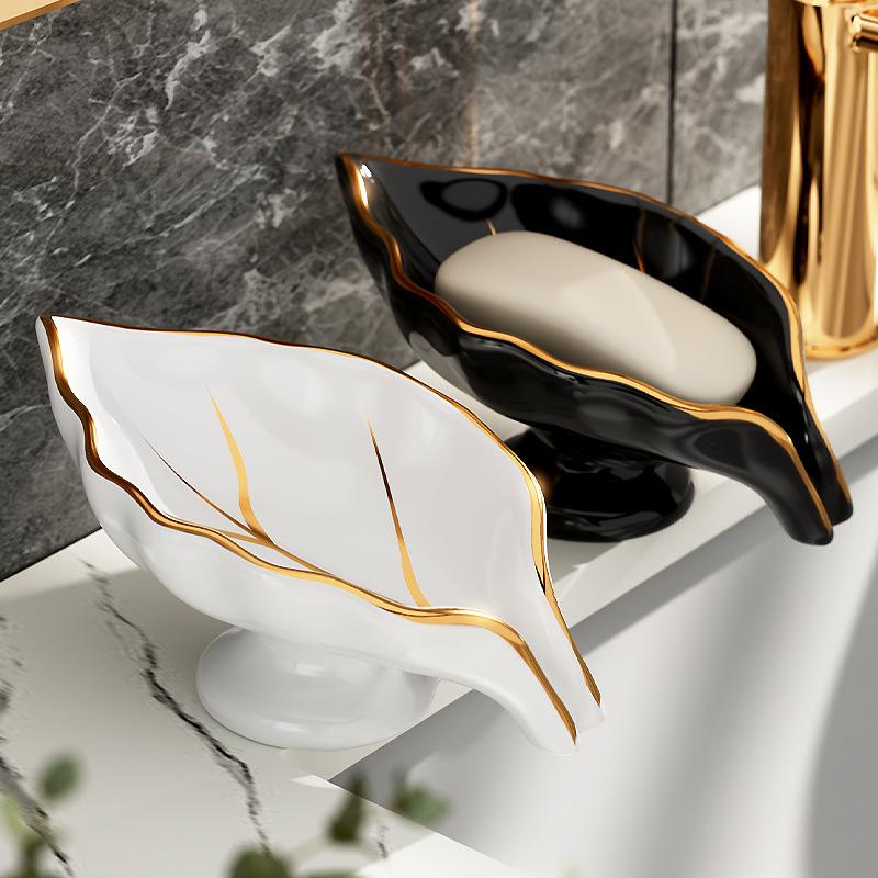 Ceramic Soap Dish Drain Tray Bathroom Soap Holder Dish Storage Plate Tray Drain Soap Holder Bathroom Shower Supplies