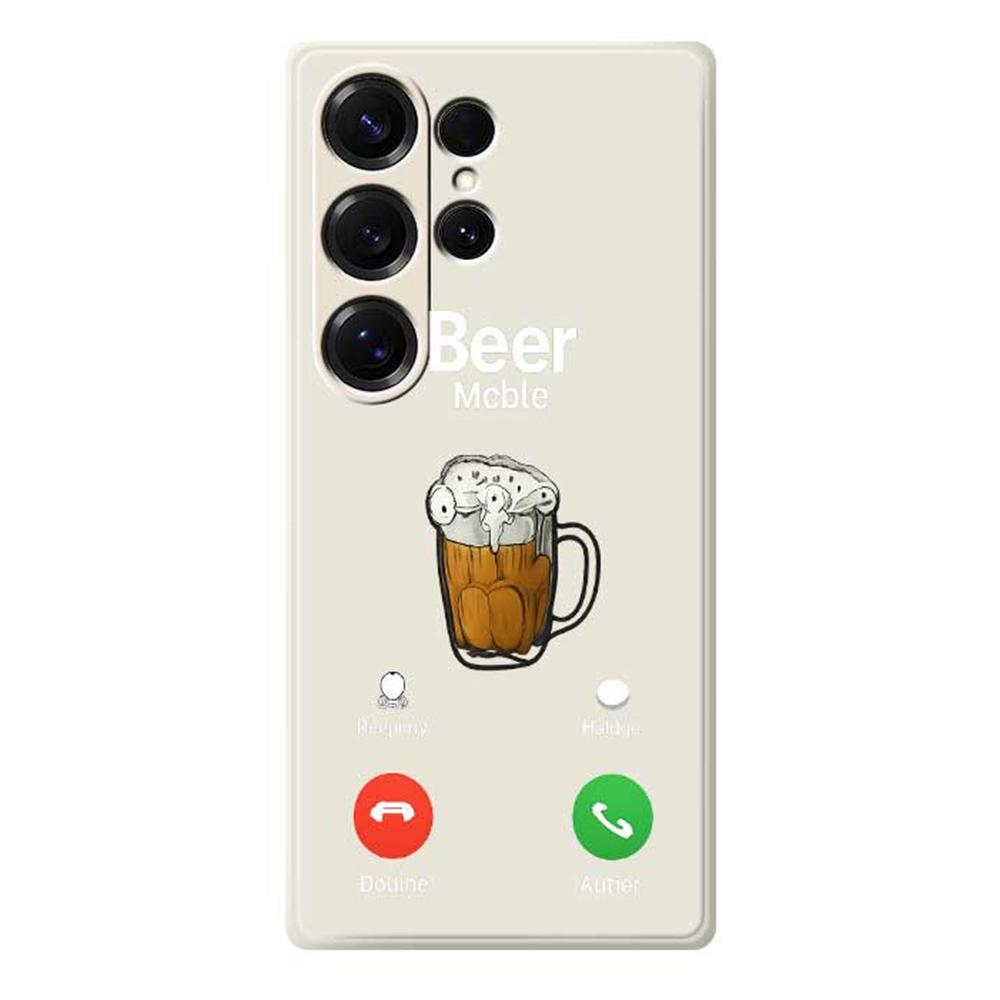 For Samsung Galaxy S25 Ultra Case Beer Pattern Printing Straight Edge TPU Phone Back Cover