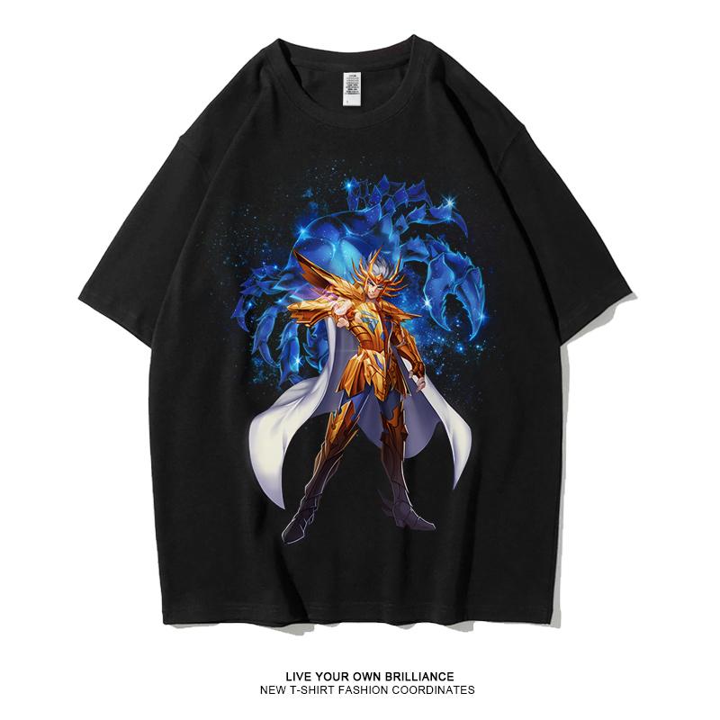 Japanese Anime Saint Seiya Golden Zodiac Sports Rock Fitness Casual Hip Hop Men's Top Short Sleeve T-shirt Girls T-shirt Couple