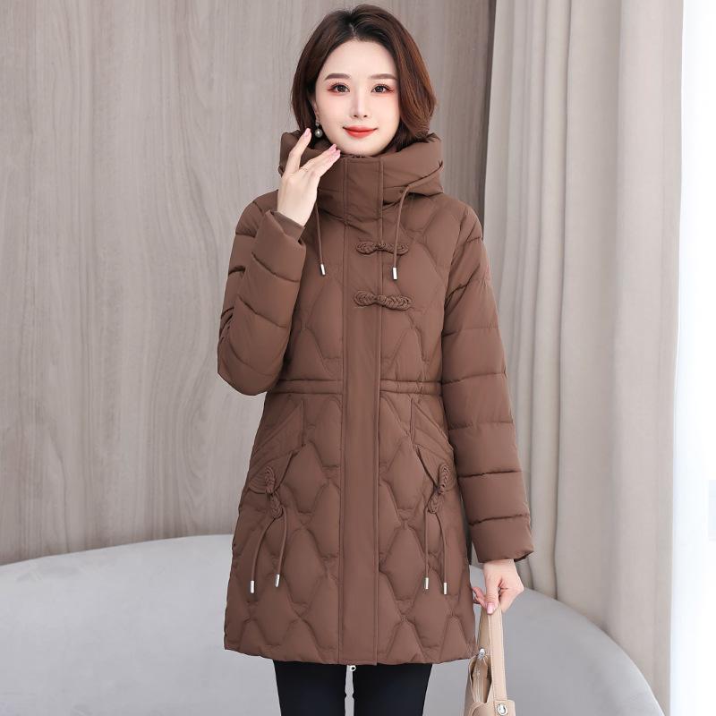 2025 cotton clothes for women winter medium and long new loose cotton-padded jacket thick cotton-padded coat