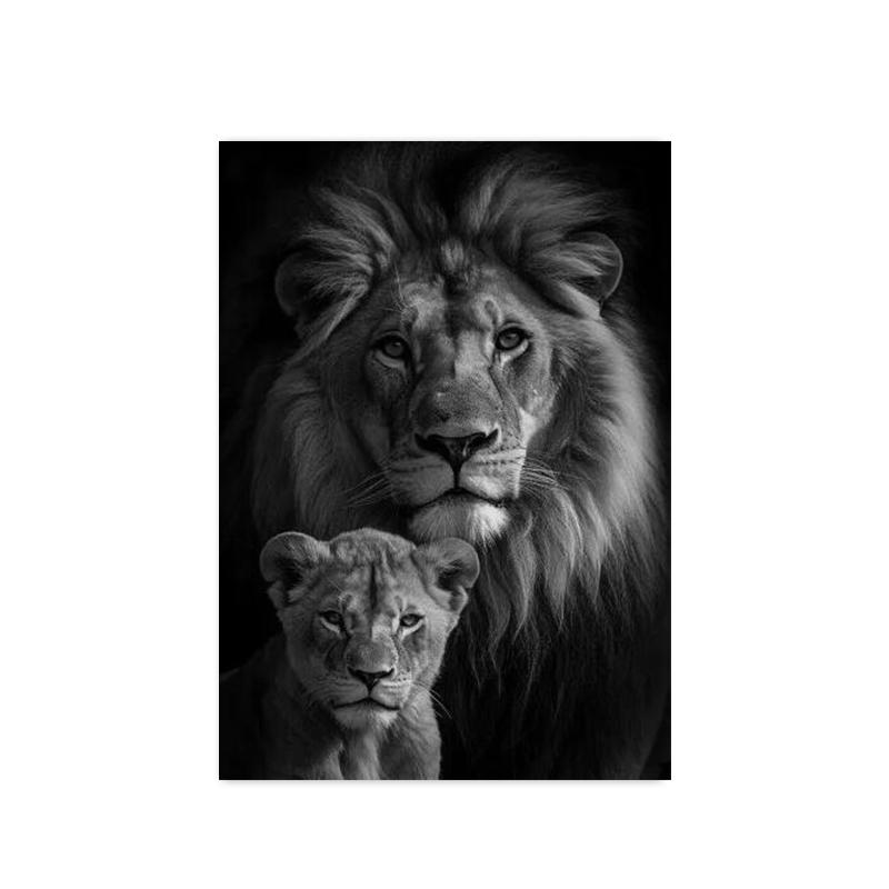 

Современное искусство животных Лев Мать и дитя Плакаты и принты Скандинавская живопись на холсте Настенные картиныГостиная Украшение дома 60x90cm No Framed