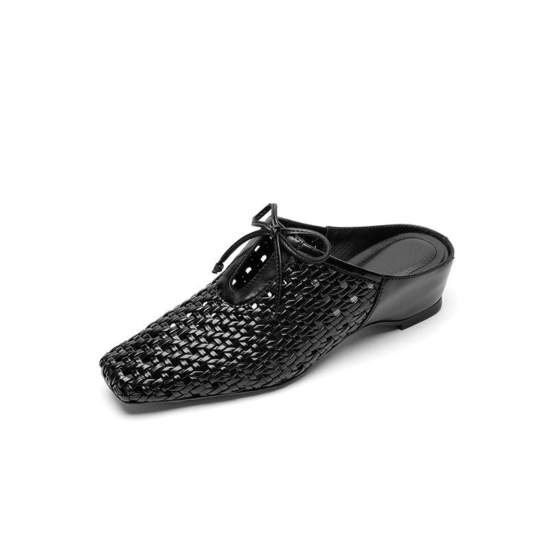 

Мода 2025 Новая летняя повседневная обувь для женщин Средний каблук Мягкая подошва Повседневная обувь Дышащая сетчатая обувь Женская мода Шлепанцы Мюли 40 чёрный