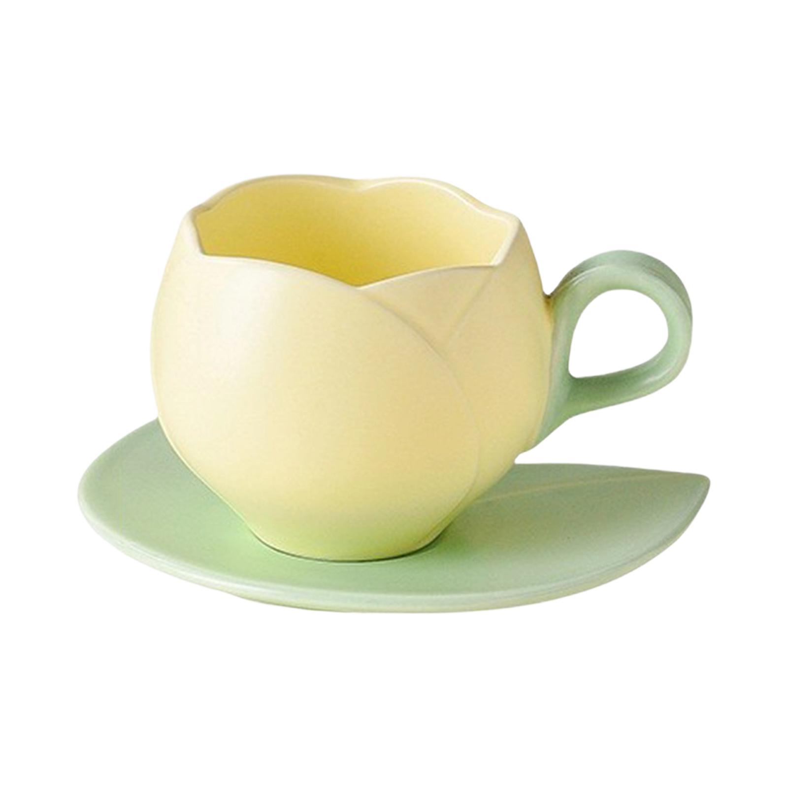 

-shaped Ceramic Coffee Mug With Saucer, Comfortable Handle, -shaped Cup, Heat-resistant Surface, Suitable For And Home Use One Size бежевый