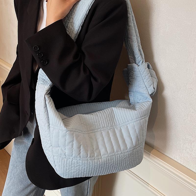 New Casual Simple Lazy Style Tote Bag Women's Fashion Wide Shoulder Strap Large Capacity Shoulder Messenger Bag