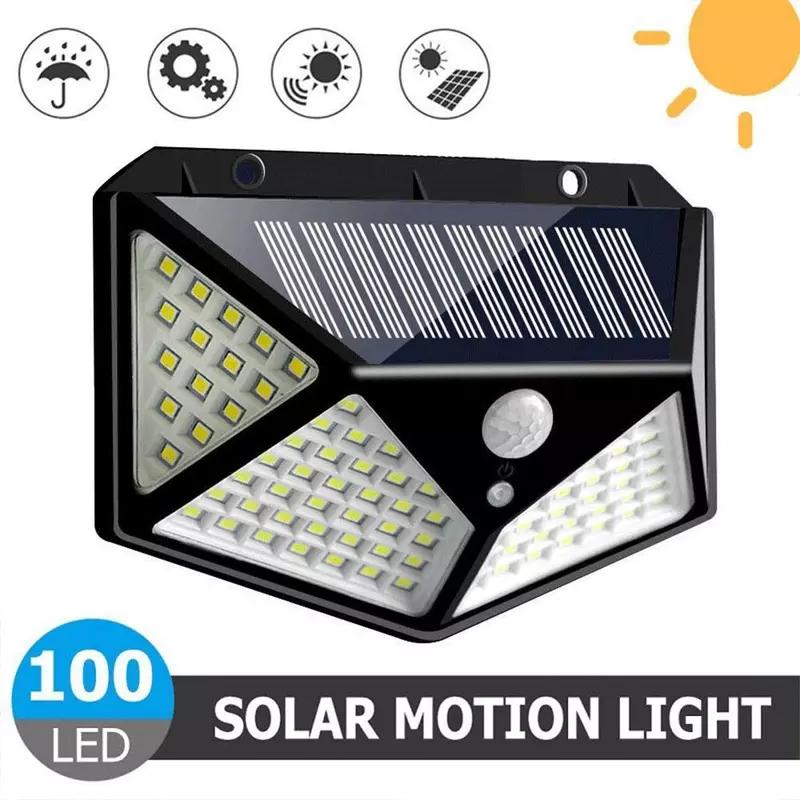 100 Led Solar Lights Outdoor Smart Motion Sensor Weatherproof Solar Powered IP65 Waterproof with Wide Angle Wall Light Garden