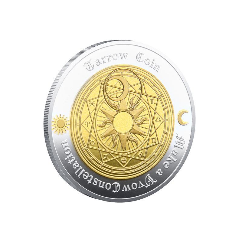 Zwölf Sternzeichen Souvenir Münze Europa und Amerika Tarots Glück Liebe Wunschmünzen Geschenk Zweifarbig Gedenkmünze