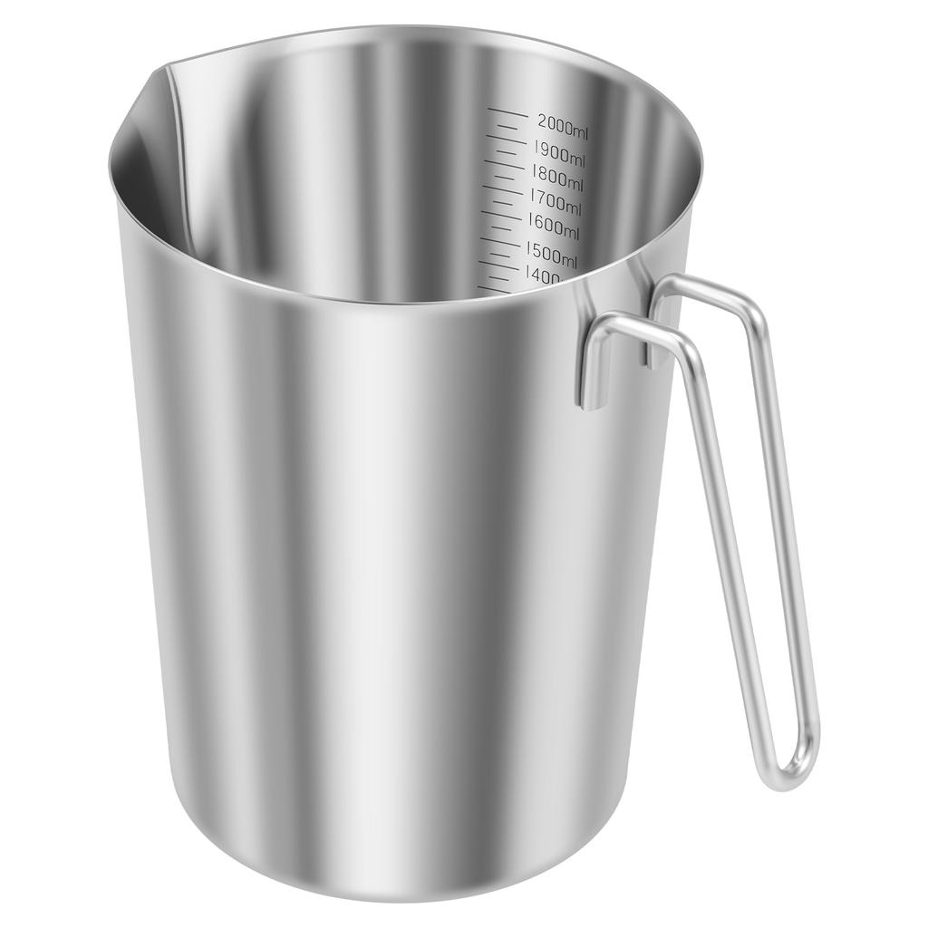 1500ML/2000ML Measuring Cup Stainless Steel Measuring Cups with Pour Spout and Handle Milk Frothing Cup for Kitchen Bar and Cafe