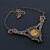 Elegant Tiger Eye Gemstone Pure Copper Wire Wrapped Handmade Necklace Jewelry