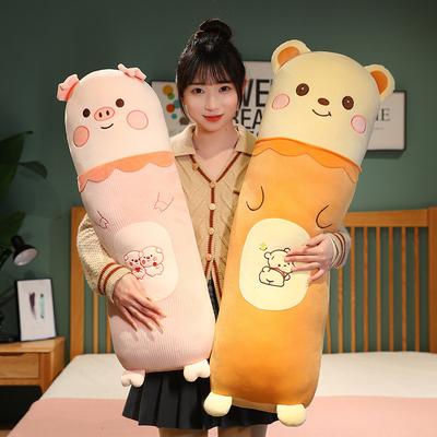 Cartoon Rabbit Cat Long Throw Pillow Plush Toy Girl Bed Sleeping Leg Long Pillow Soothing Doll