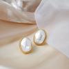 Imitation Pearl Earrings Zircon Retro Elegant Irregular Oval Square Hollow Out Earrings for Women Party Autumn Winter Jewelry
