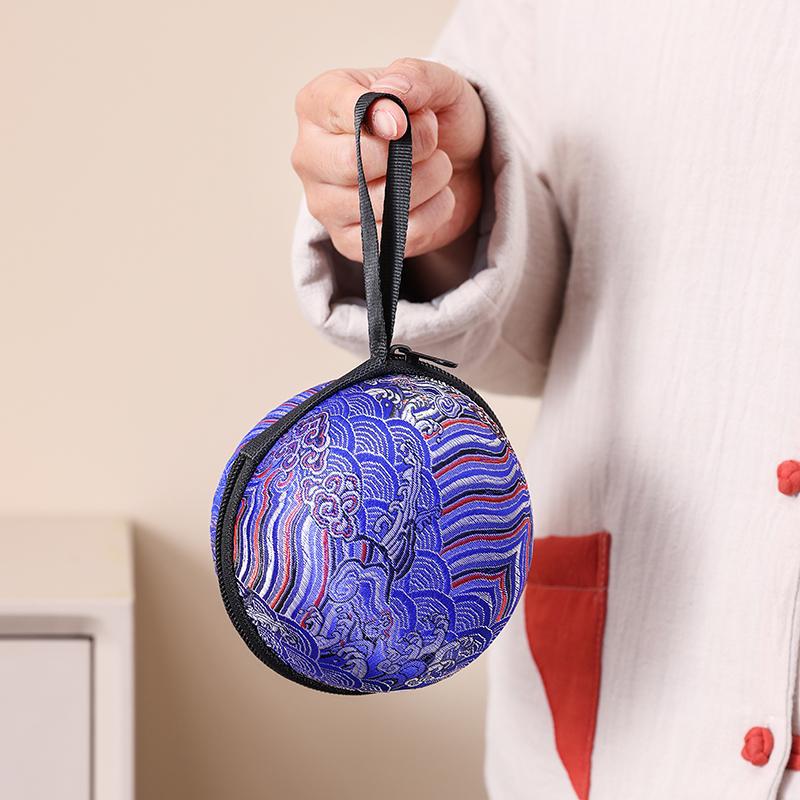 Stickerei Brokat Kleine Teetasse Tasche Chinesischer Stil Vintage Meister Teetasse Beutel Tragbar Reise Teezeremonie Zubehör