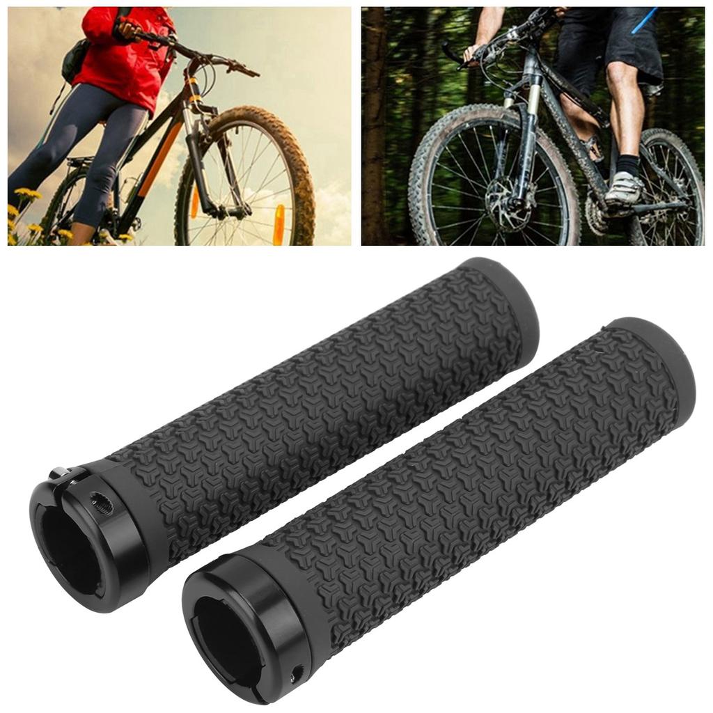 Mountain Bike Handlebar Single Locking Grips Shock Absorbing Rubber Grips