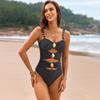 LeleDolphin 2025 New Swimsuit Solid Color Splicing Buckle Swimsuit One-piece Swimsuit