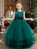 Girls Party Evening Dress Skirt Flower Mesh Tutu Middle and Big Kids Long Christmas Performance Costume 632 Children's Princess