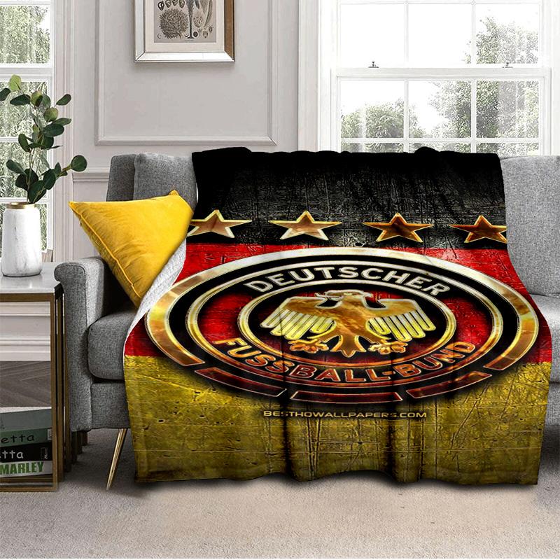 Germany Football Emblem Printed Throws Blanket Soft Flannel Blankets for Couch Bed Gifts for Men Women Picnic blanket Christmas gifts