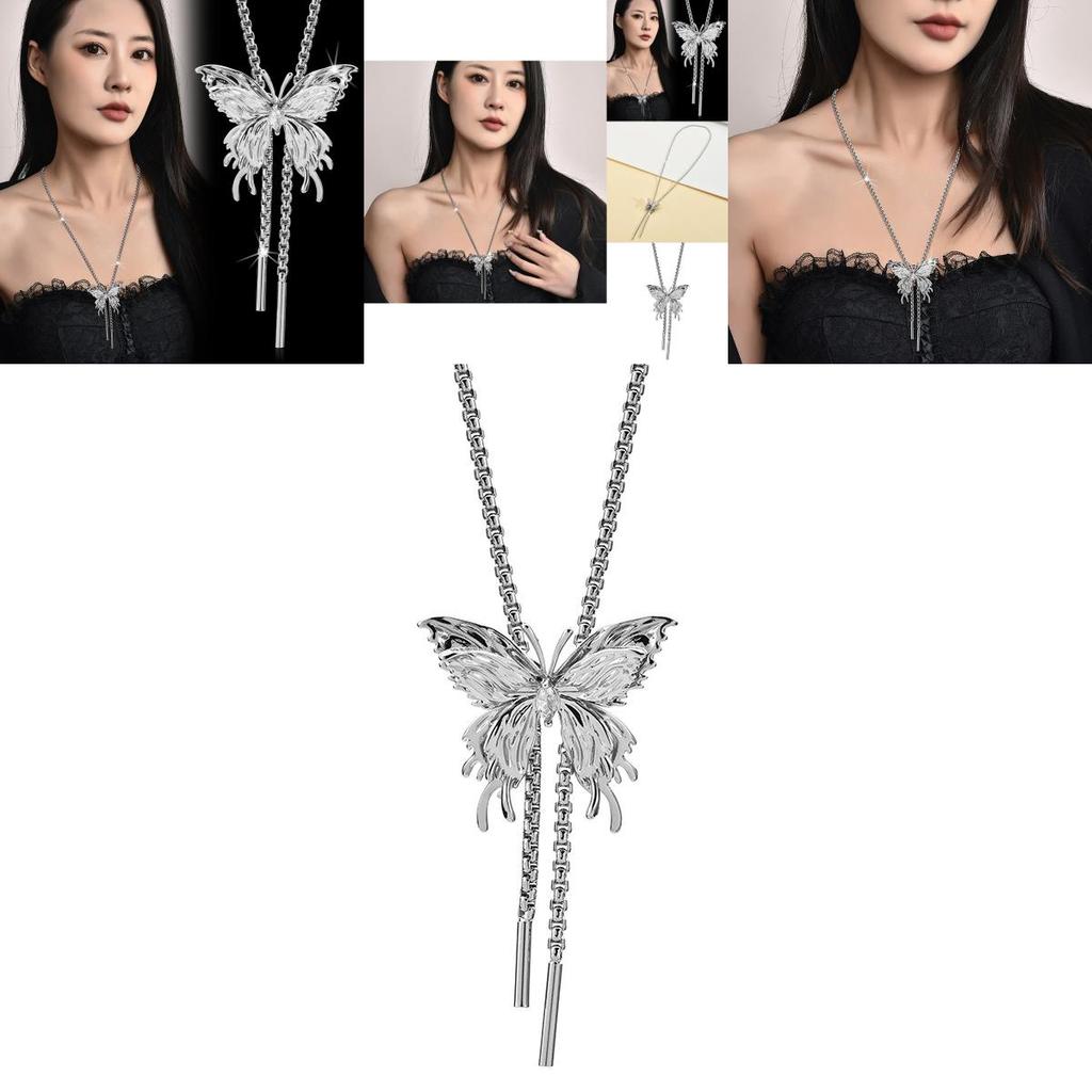 Stylish Butterfly Pull Necklace For Women In Luxurious Titanium Steel Design