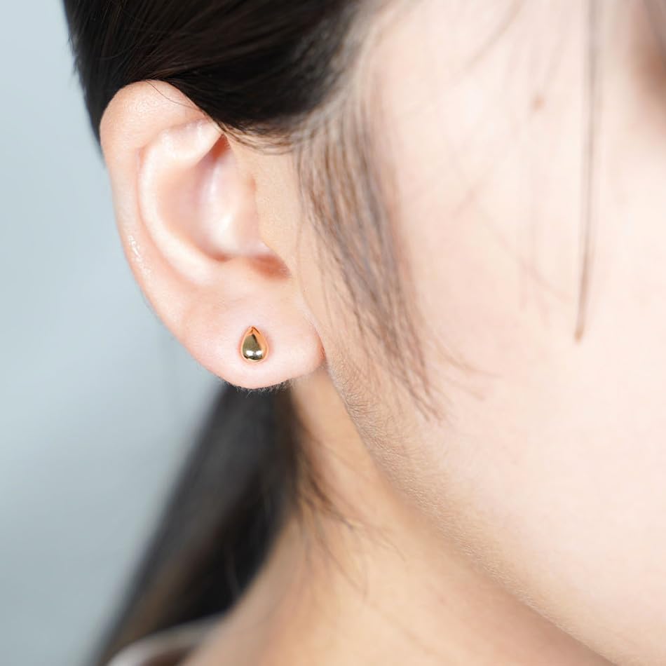 CORANZO Drop Stud 10k Yellow Perfect as a Gift Women's Earrings, Small, Gold,