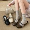 Black Retro Low-heeled Bag Head Inner Height-increasing Slippers Summer Wear with Skirt Cool Slippers