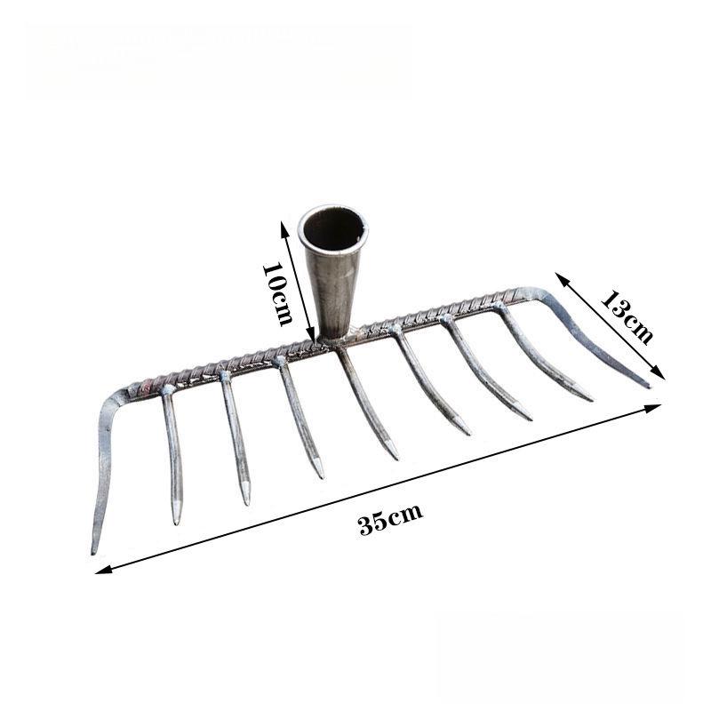 Old-Fashioned Fine-Toothed Stone and Clamming Rake Set for Raking Grass, Leaves, and Leveling Soil