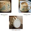 Large Ceramic Coffee Mug 360ml, Cute Cup for Women, Ideal for Tea or Coffee,Hand Painted Floral Design Pottery Mug,1pc