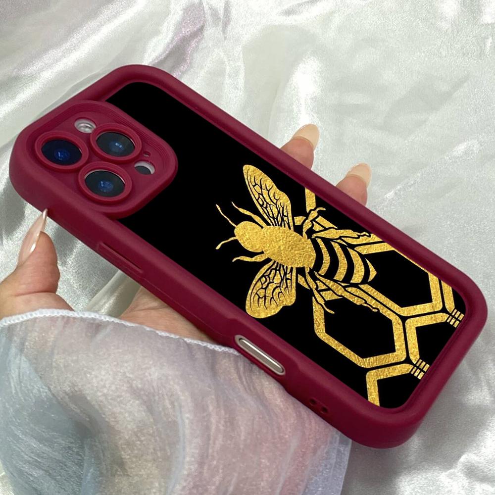 JT264 Golden Bee On Honeycomb for iPhone 17 16 15 14 13 Pro Max Samsung S26 S25 Ultra A17 A16 A07 A56 A36 A05 Xiaomi 15T Redmi 15c Note 14 Soft Case