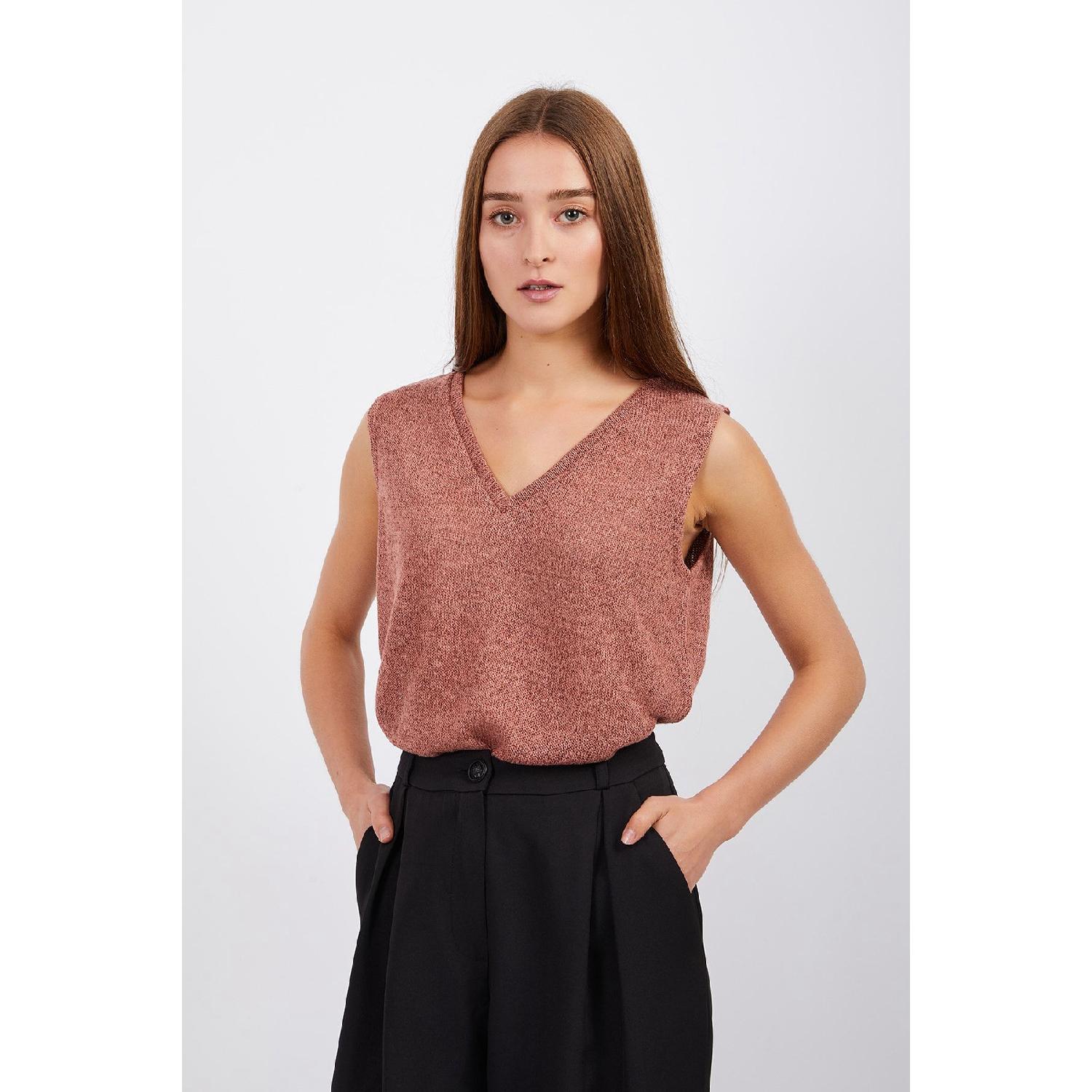 

Women s Knitwear V-neck Knitted Sweater XS срібний