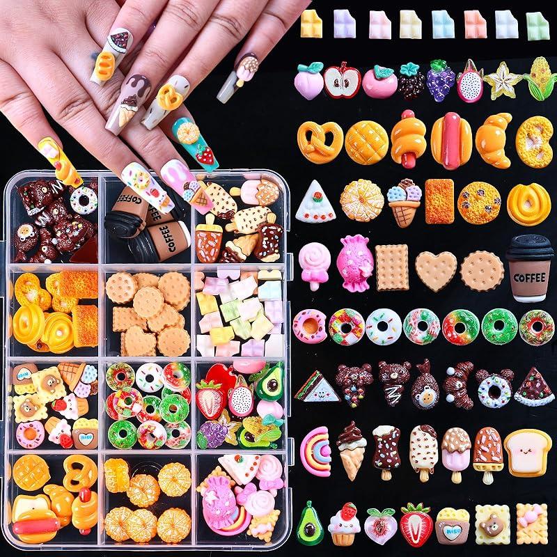 3D Mix Assorted Color Nail Charms Acrylic Multi Cute Nail Art Charms Hollow Candy Jewelry Nail Supplies for Nail Art Design DIY Crafts Accessories