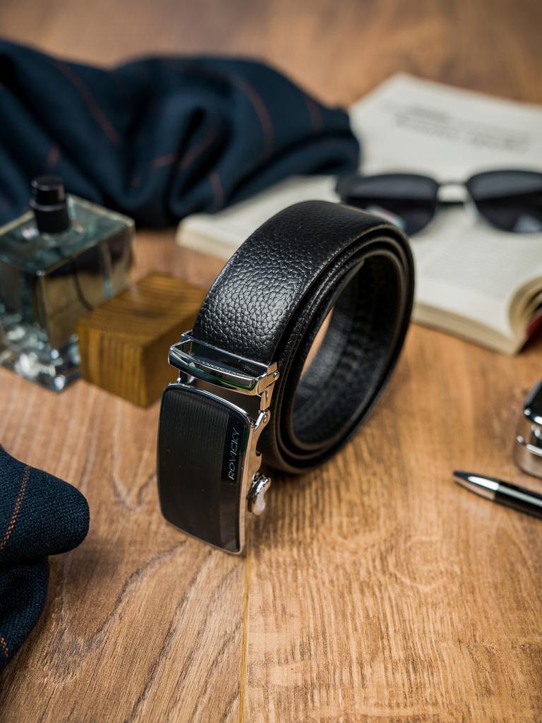 ROVICKY Men's Leather Belt Automatic Buckle Leather