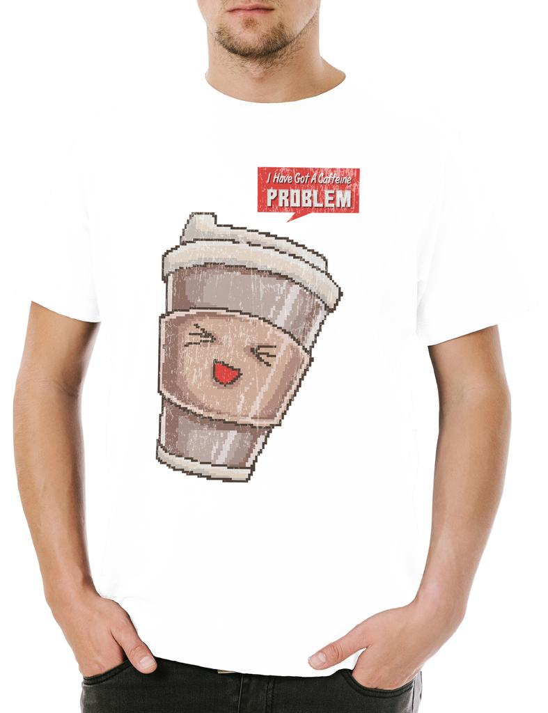 Caffeine Problem Mens T-Shirt Coffee Caffeine Caffeine Coffee Pixel Barista