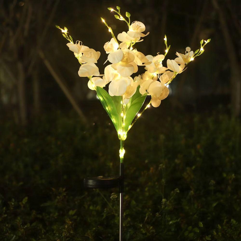 Waterproof Solar Butterfly Flower Lamp Stake Light Weather Resistant Solar Garden Lamp LED Simulation Orchid