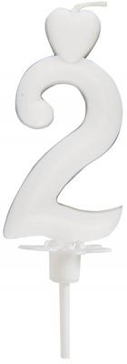 Heart Candle Number 2 White 6 5Cm