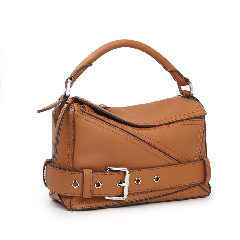Leather Geometric Bag, Genuine Leather Women`s