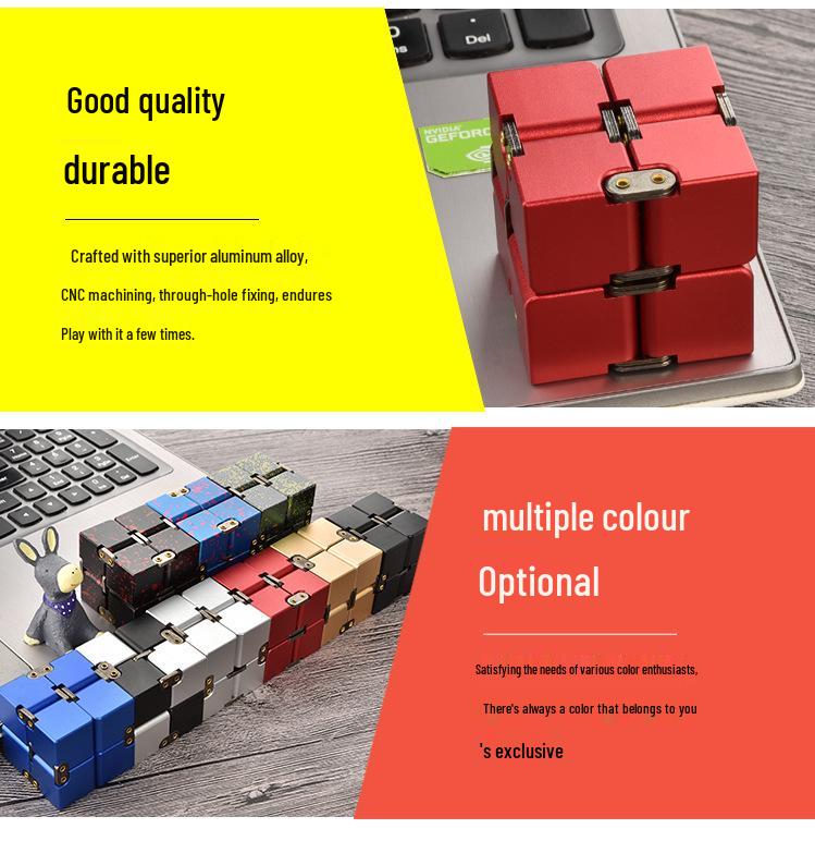 Cross-Border Novelty Infinite Cube Metal Fidget Spinner Toy