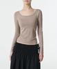 Musinsa Standard Woman Women'S Tencel Slim Ballerina Long Sleeve T-Shirt [Grayish Beige]