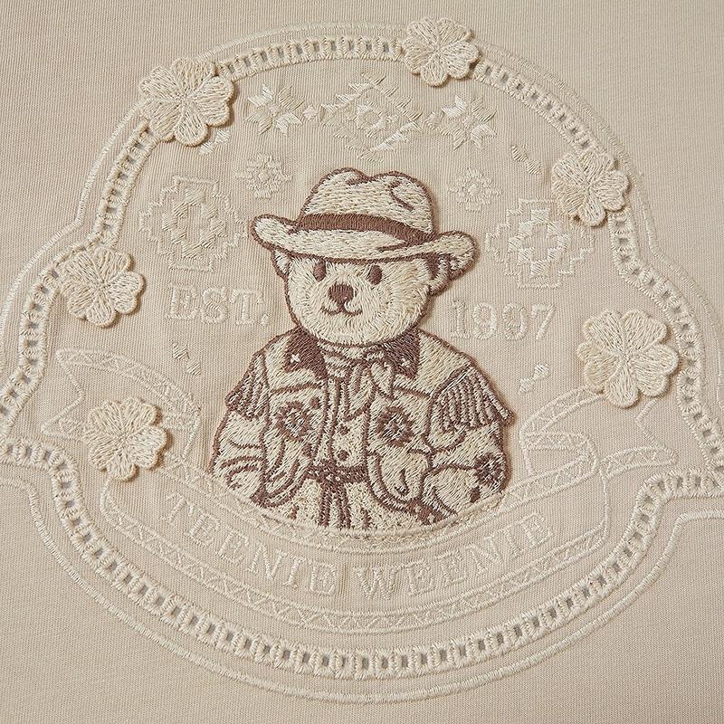 Teenie Weenie Women's Bear Embroidered Short Sleeve T-Shirt