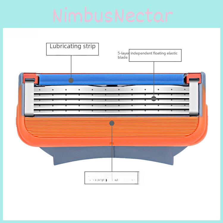 Durable Five Layer Blade Manual Razor Various Vibrant Color Refill Heads