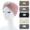 Knitted Headband Soft Stretchy Wide Band Hairband with Faux Pearl Accents Solid Color Headwrap Winter Hair Accessory