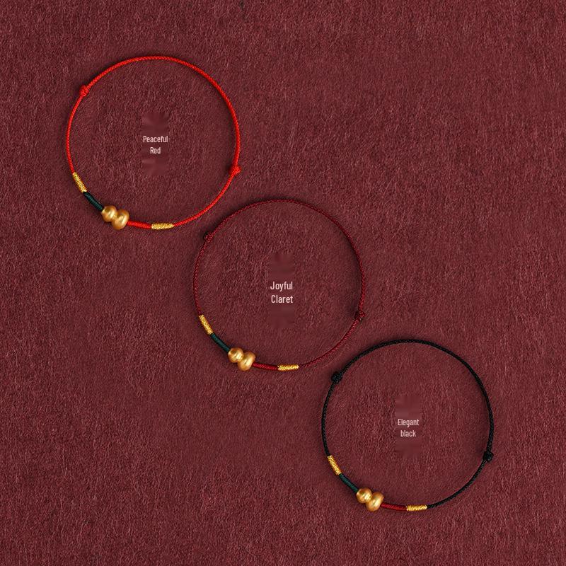 Ultra-fine 999 Pure Gold Red String Gourd Bracelet/Anklet for Zodiac Fortune & Prosperity