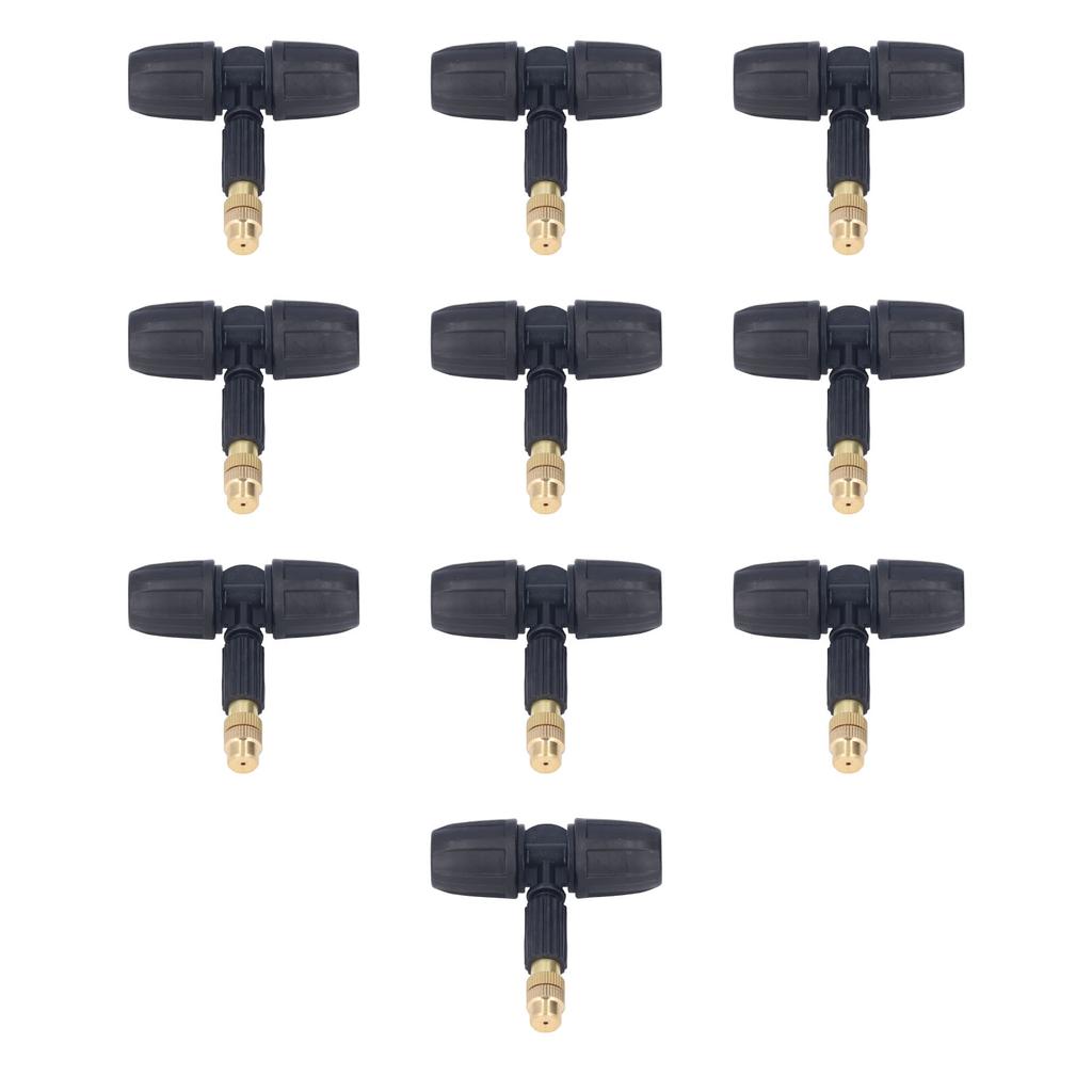 10Pcs Copper Atomizing Nozzles 8/11mm Adjustable Gardening Atomizing Nozzle with Tee Pipes for