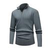Men's Solid Color Knitted Zipper Stand Collar Long Sleeve Top Men's Casual Fashion Long Sleeve Top