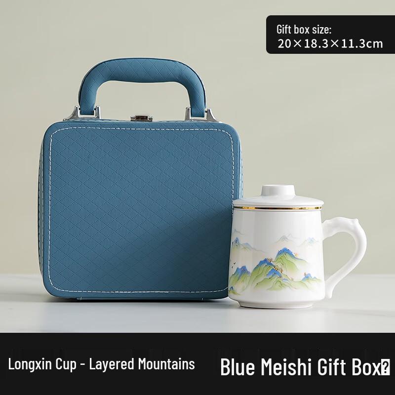 Ting Le Ceramic Tea Infuser Mug with Tea-Water Separation, Mutton-Fat Jade Style