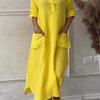 Women Clothing Cotton Solid Color Casual Maxi Dress