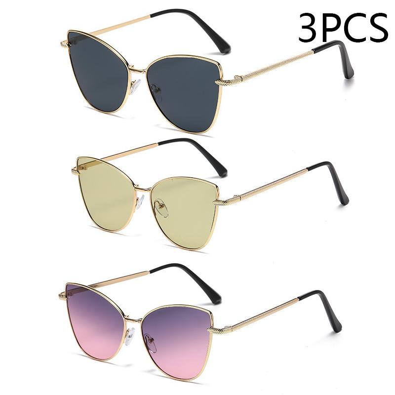 New Retro Metal Small Frame Cat-eye Sunglasses Womean Style European And American Fashion Street Photo Decorative Sungla Uv400