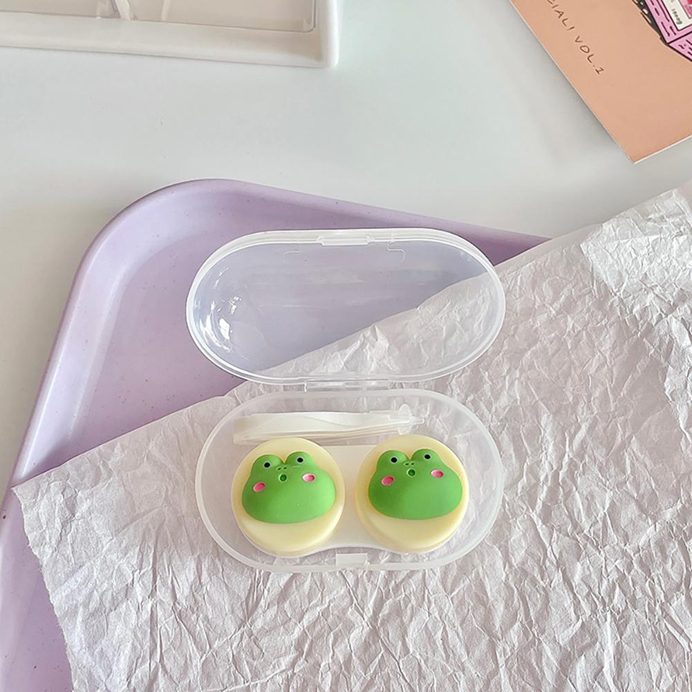 Cute Contact Lens Case with Lenses Tweezers Contact Lens Kit Holder Container Cartoon Animal Lens Storage Box
